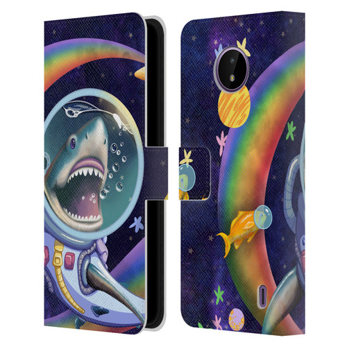 Carla Morrow Rainbow Animals Shark & Fish In Space Leather Book Wallet Case Cover For Nokia C10 / C20