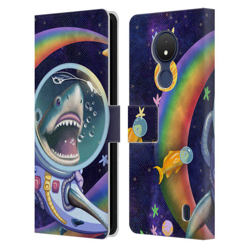 Carla Morrow Rainbow Animals Shark & Fish In Space Leather Book Wallet Case Cover For Nokia C21