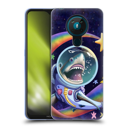 Carla Morrow Rainbow Animals Shark & Fish In Space Soft Gel Case for Nokia 5.3