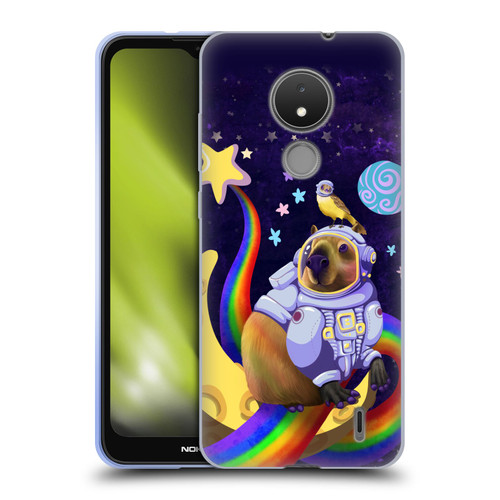 Carla Morrow Rainbow Animals Capybara Sitting On A Moon Soft Gel Case for Nokia C21