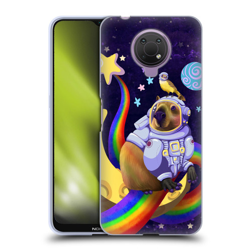 Carla Morrow Rainbow Animals Capybara Sitting On A Moon Soft Gel Case for Nokia G10