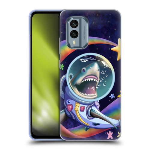 Carla Morrow Rainbow Animals Shark & Fish In Space Soft Gel Case for Nokia X30