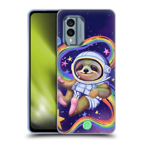 Carla Morrow Rainbow Animals Sloth Wearing A Space Suit Soft Gel Case for Nokia X30