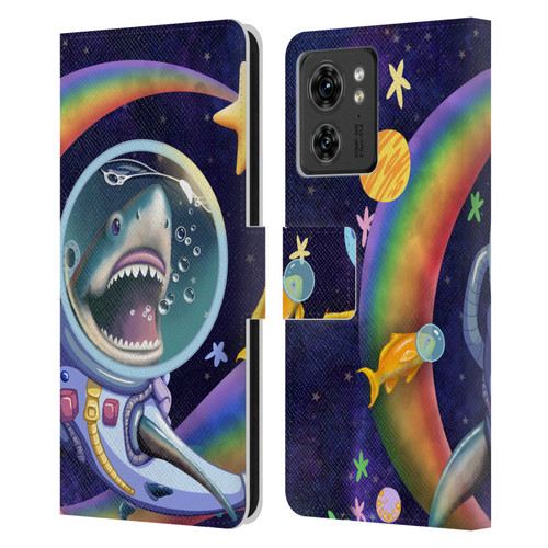 Carla Morrow Rainbow Animals Shark & Fish In Space Leather Book Wallet Case Cover For Motorola Moto Edge 40
