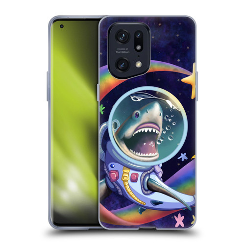 Carla Morrow Rainbow Animals Shark & Fish In Space Soft Gel Case for OPPO Find X5 Pro