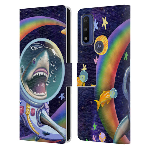 Carla Morrow Rainbow Animals Shark & Fish In Space Leather Book Wallet Case Cover For Motorola G Pure