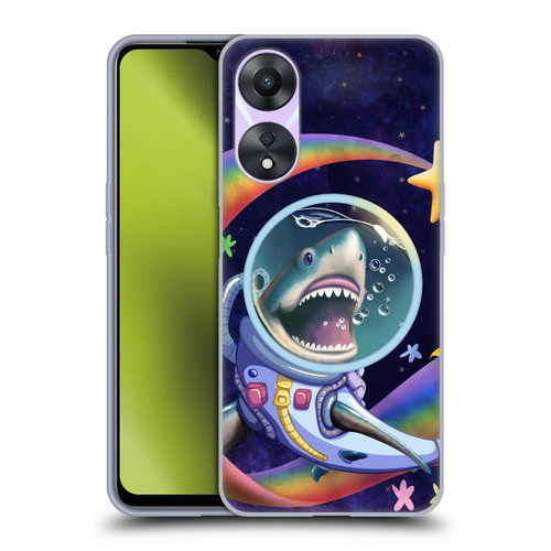 Carla Morrow Rainbow Animals Shark & Fish In Space Soft Gel Case for OPPO A78 4G