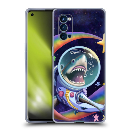 Carla Morrow Rainbow Animals Shark & Fish In Space Soft Gel Case for OPPO Reno 4 Pro 5G