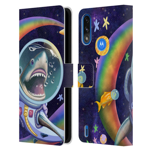 Carla Morrow Rainbow Animals Shark & Fish In Space Leather Book Wallet Case Cover For Motorola Moto E7 Power / Moto E7i Power