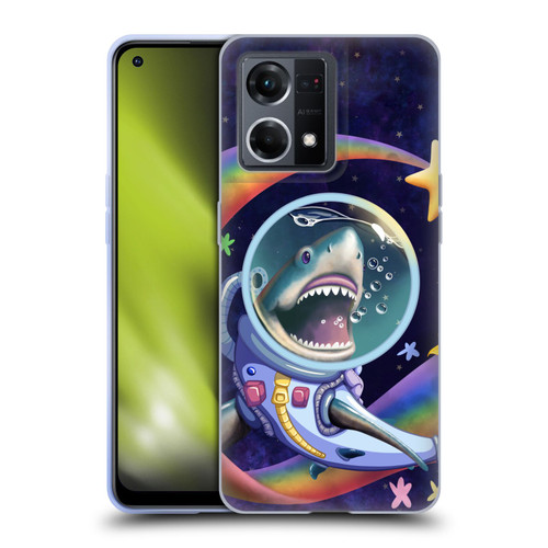 Carla Morrow Rainbow Animals Shark & Fish In Space Soft Gel Case for OPPO Reno8 4G
