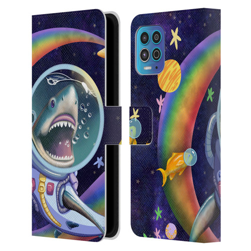 Carla Morrow Rainbow Animals Shark & Fish In Space Leather Book Wallet Case Cover For Motorola Moto G100