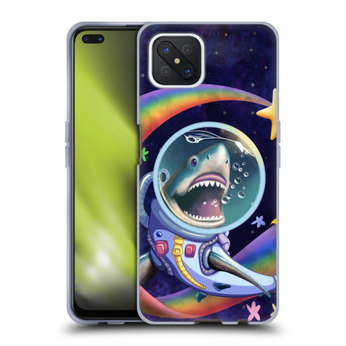 Carla Morrow Rainbow Animals Shark & Fish In Space Soft Gel Case for OPPO Reno4 Z 5G