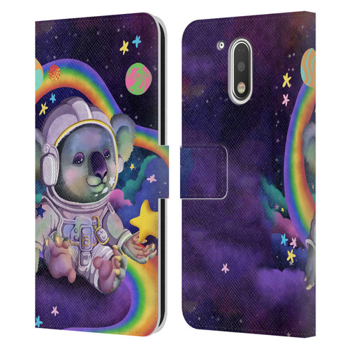 Carla Morrow Rainbow Animals Koala In Space Leather Book Wallet Case Cover For Motorola Moto G41
