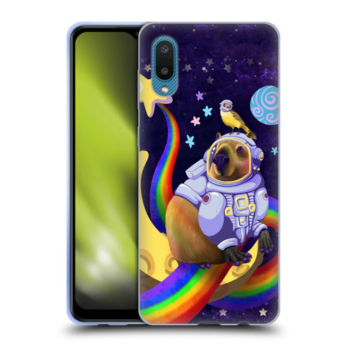 Carla Morrow Rainbow Animals Capybara Sitting On A Moon Soft Gel Case for Samsung Galaxy A02/M02 (2021)