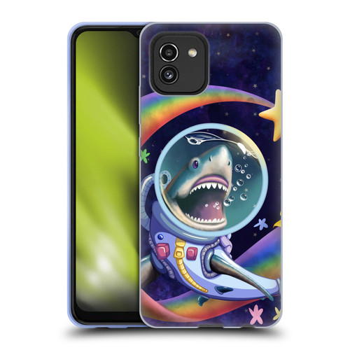 Carla Morrow Rainbow Animals Shark & Fish In Space Soft Gel Case for Samsung Galaxy A03 (2021)