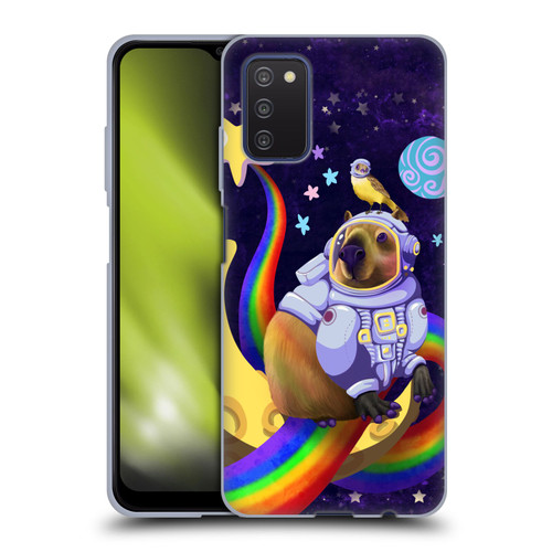 Carla Morrow Rainbow Animals Capybara Sitting On A Moon Soft Gel Case for Samsung Galaxy A03s (2021)