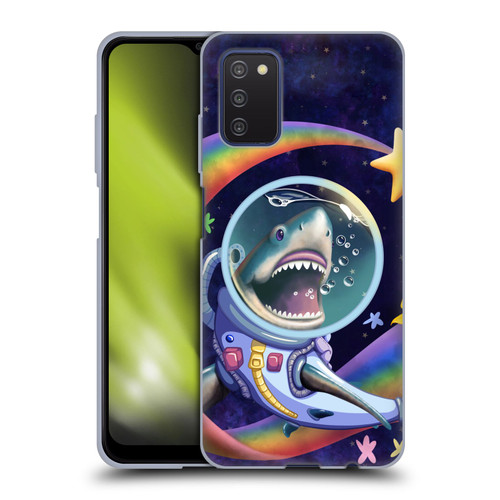 Carla Morrow Rainbow Animals Shark & Fish In Space Soft Gel Case for Samsung Galaxy A03s (2021)