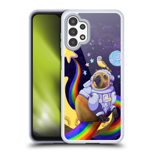 Carla Morrow Rainbow Animals Capybara Sitting On A Moon Soft Gel Case for Samsung Galaxy A13 (2022)