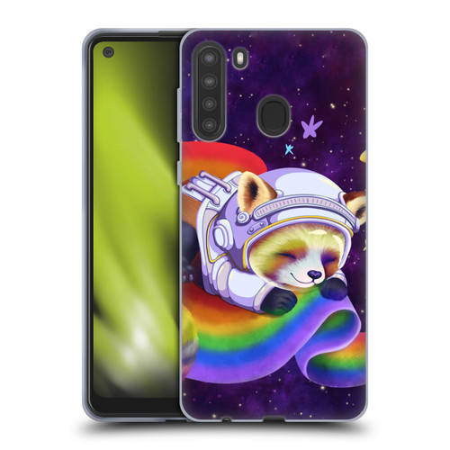 Carla Morrow Rainbow Animals Red Panda Sleeping Soft Gel Case for Samsung Galaxy A21 (2020)