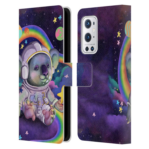 Carla Morrow Rainbow Animals Koala In Space Leather Book Wallet Case Cover For OnePlus 9 Pro