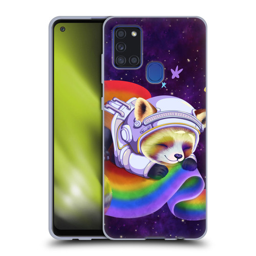 Carla Morrow Rainbow Animals Red Panda Sleeping Soft Gel Case for Samsung Galaxy A21s (2020)