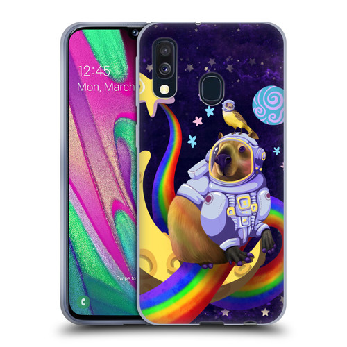 Carla Morrow Rainbow Animals Capybara Sitting On A Moon Soft Gel Case for Samsung Galaxy A40 (2019)