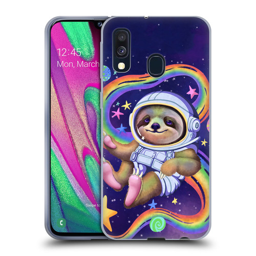 Carla Morrow Rainbow Animals Sloth Wearing A Space Suit Soft Gel Case for Samsung Galaxy A40 (2019)