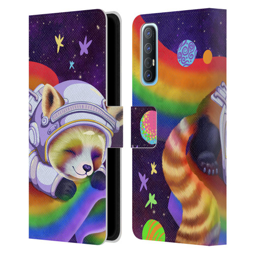 Carla Morrow Rainbow Animals Red Panda Sleeping Leather Book Wallet Case Cover For OPPO Find X2 Neo 5G