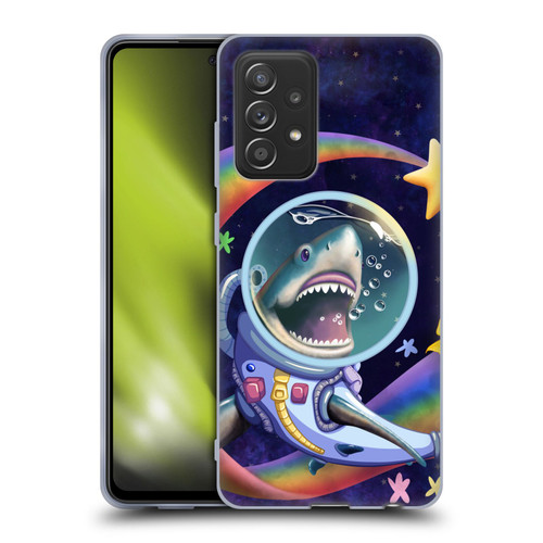Carla Morrow Rainbow Animals Shark & Fish In Space Soft Gel Case for Samsung Galaxy A52 / A52s / 5G (2021)