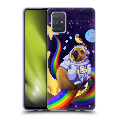 Carla Morrow Rainbow Animals Capybara Sitting On A Moon Soft Gel Case for Samsung Galaxy A71 (2019)