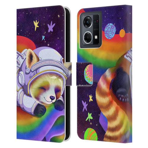Carla Morrow Rainbow Animals Red Panda Sleeping Leather Book Wallet Case Cover For OPPO Reno8 4G
