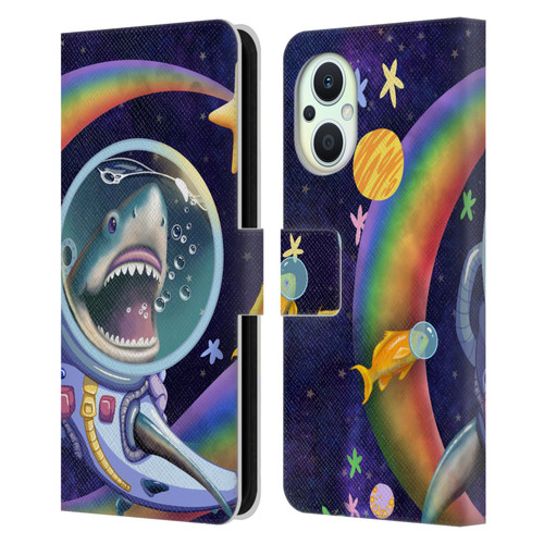 Carla Morrow Rainbow Animals Shark & Fish In Space Leather Book Wallet Case Cover For OPPO Reno8 Lite