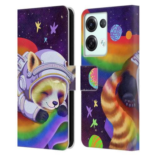 Carla Morrow Rainbow Animals Red Panda Sleeping Leather Book Wallet Case Cover For OPPO Reno8 Pro