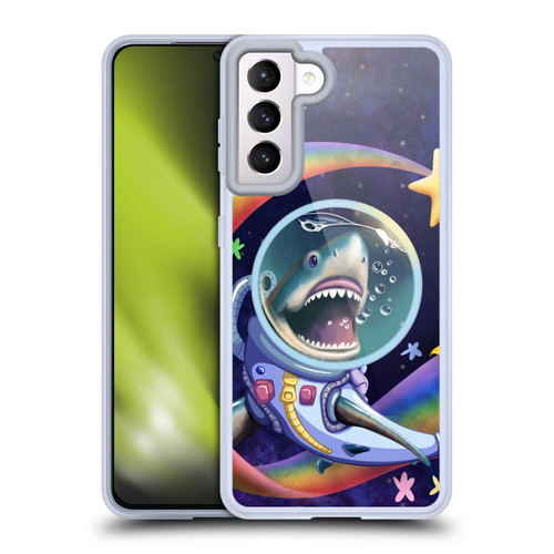 Carla Morrow Rainbow Animals Shark & Fish In Space Soft Gel Case for Samsung Galaxy S21 5G