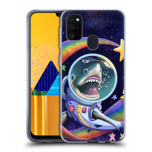 Carla Morrow Rainbow Animals Shark & Fish In Space Soft Gel Case for Samsung Galaxy M30s (2019)/M21 (2020)