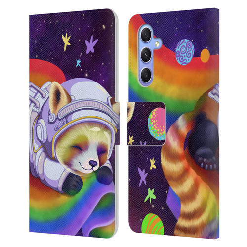 Carla Morrow Rainbow Animals Red Panda Sleeping Leather Book Wallet Case Cover For Samsung Galaxy A34 5G