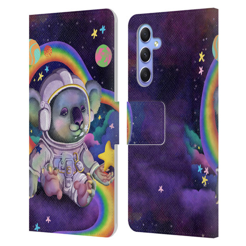 Carla Morrow Rainbow Animals Koala In Space Leather Book Wallet Case Cover For Samsung Galaxy A34 5G