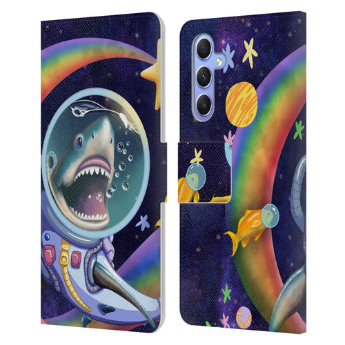 Carla Morrow Rainbow Animals Shark & Fish In Space Leather Book Wallet Case Cover For Samsung Galaxy A34 5G