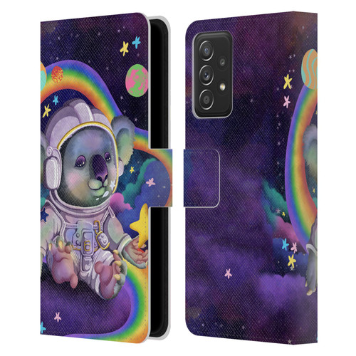 Carla Morrow Rainbow Animals Koala In Space Leather Book Wallet Case Cover For Samsung Galaxy A52 / A52s / 5G (2021)