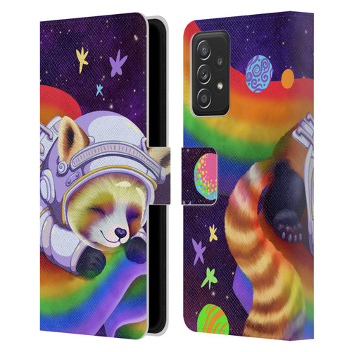Carla Morrow Rainbow Animals Red Panda Sleeping Leather Book Wallet Case Cover For Samsung Galaxy A52 / A52s / 5G (2021)