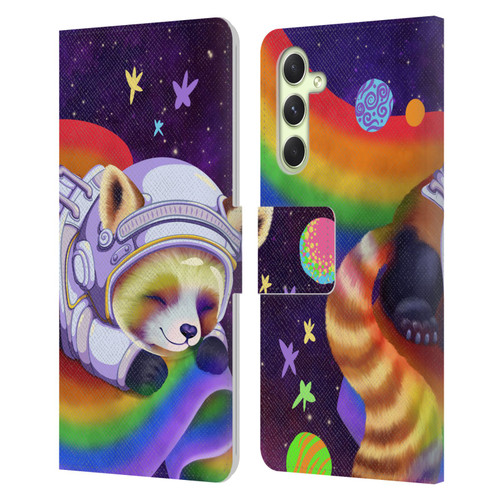 Carla Morrow Rainbow Animals Red Panda Sleeping Leather Book Wallet Case Cover For Samsung Galaxy A54 5G