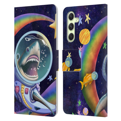 Carla Morrow Rainbow Animals Shark & Fish In Space Leather Book Wallet Case Cover For Samsung Galaxy A54 5G