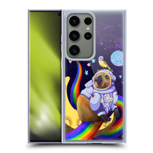 Carla Morrow Rainbow Animals Capybara Sitting On A Moon Soft Gel Case for Samsung Galaxy S23 Ultra 5G