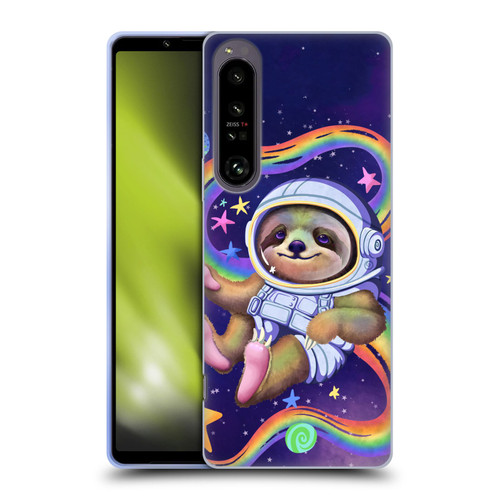 Carla Morrow Rainbow Animals Sloth Wearing A Space Suit Soft Gel Case for Sony Xperia 1 IV