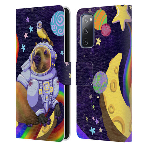 Carla Morrow Rainbow Animals Capybara Sitting On A Moon Leather Book Wallet Case Cover For Samsung Galaxy S20 FE / 5G