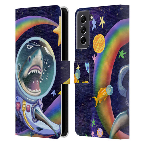 Carla Morrow Rainbow Animals Shark & Fish In Space Leather Book Wallet Case Cover For Samsung Galaxy S21 FE 5G