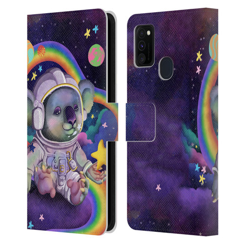 Carla Morrow Rainbow Animals Koala In Space Leather Book Wallet Case Cover For Samsung Galaxy M30s (2019)/M21 (2020)