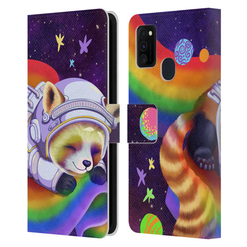Carla Morrow Rainbow Animals Red Panda Sleeping Leather Book Wallet Case Cover For Samsung Galaxy M30s (2019)/M21 (2020)