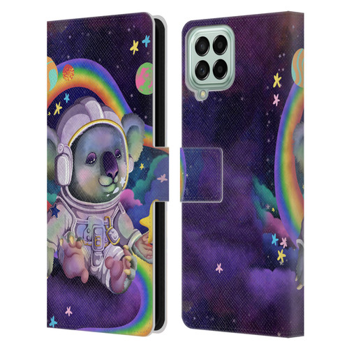 Carla Morrow Rainbow Animals Koala In Space Leather Book Wallet Case Cover For Samsung Galaxy M53 (2022)