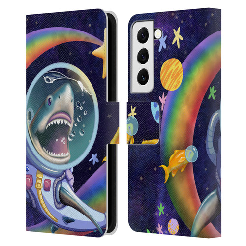 Carla Morrow Rainbow Animals Shark & Fish In Space Leather Book Wallet Case Cover For Samsung Galaxy S22 5G